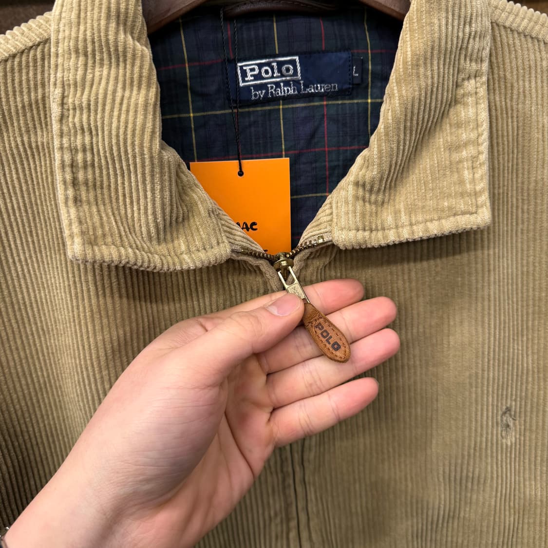 90s 폴로 랄프로렌 코듀로이 체크 라이닝 스윙탑 자켓 블루종 N650 상품이미지3