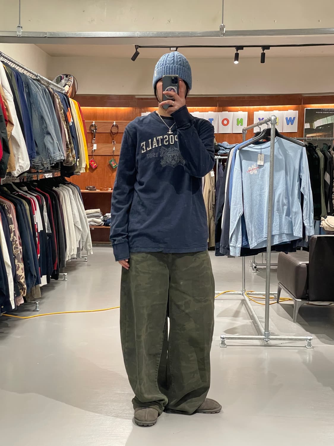 빈티지 롱슬리브 티셔츠(네이비)   상품이미지3