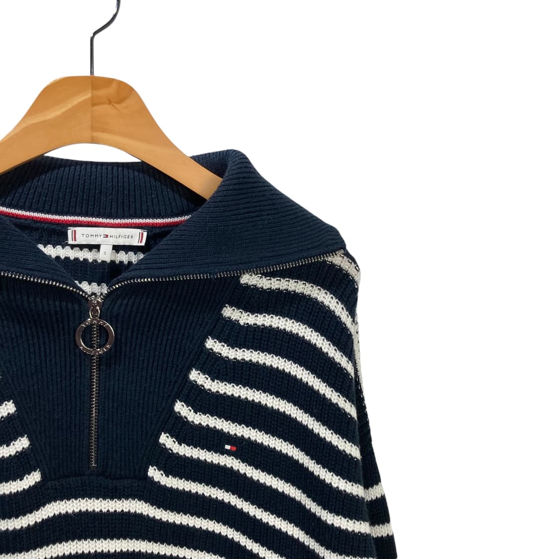 타미힐피거 네이비 반집업 단가라 니트 상품이미지3