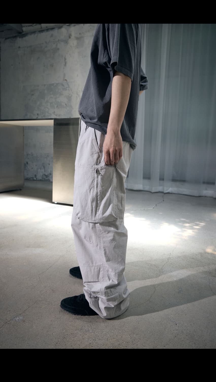 해칭룸 집카고 Zip cargo pants light gray 상품이미지5