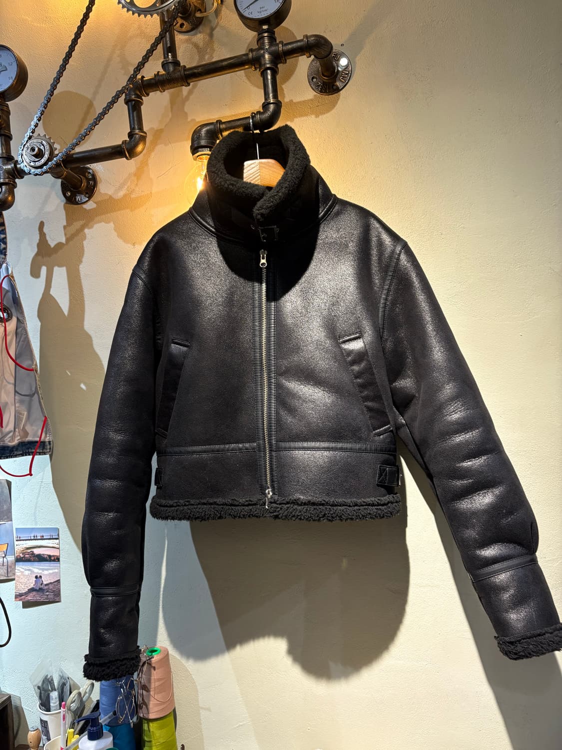 레더 숏 무스탕 재킷 상품이미지1