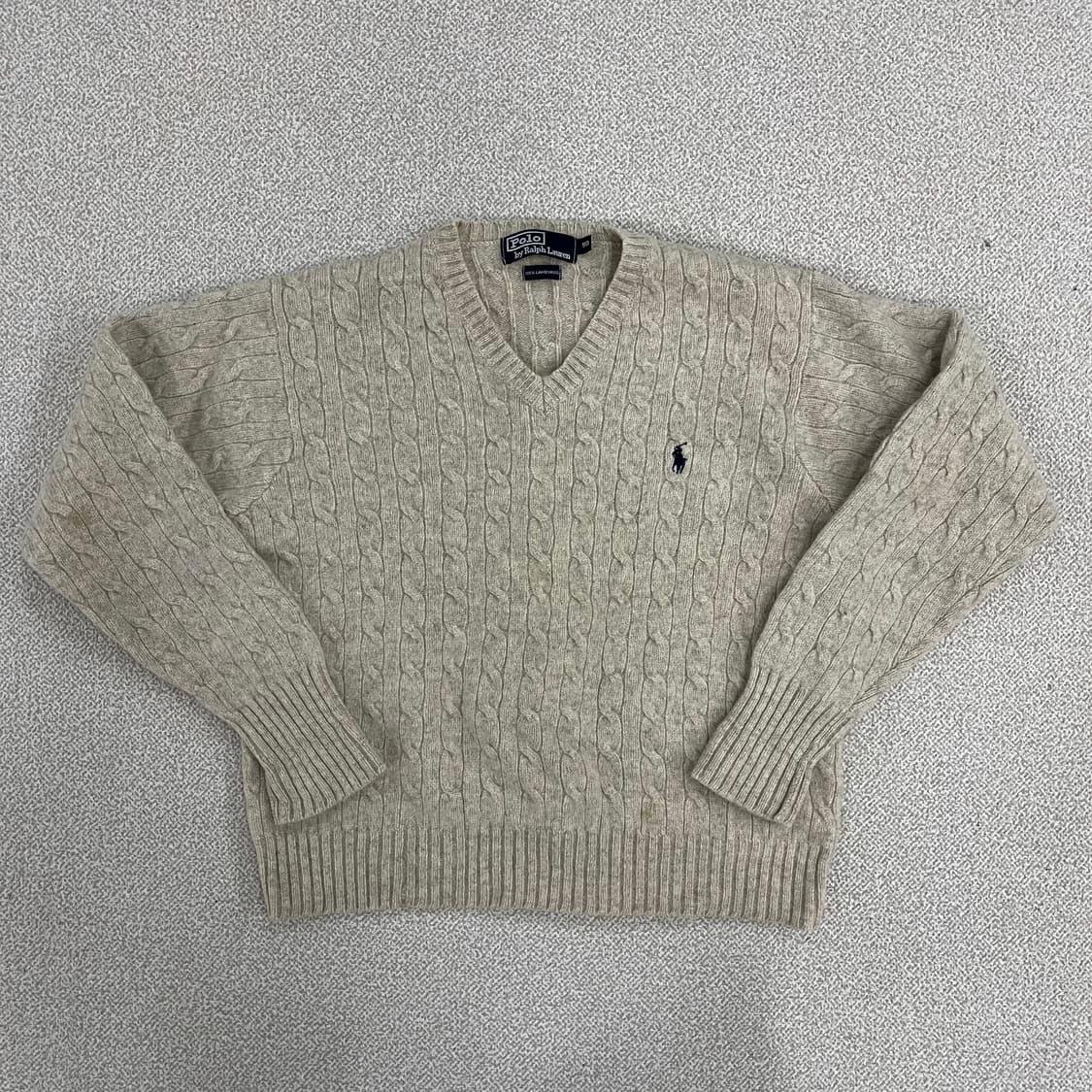 90 폴로 램스울 케이블 브이넥 니트 0203M1 상품이미지1