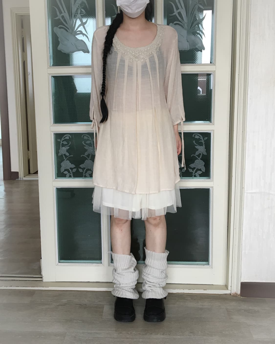 Crochet point unbalanced long blouse 상품이미지7