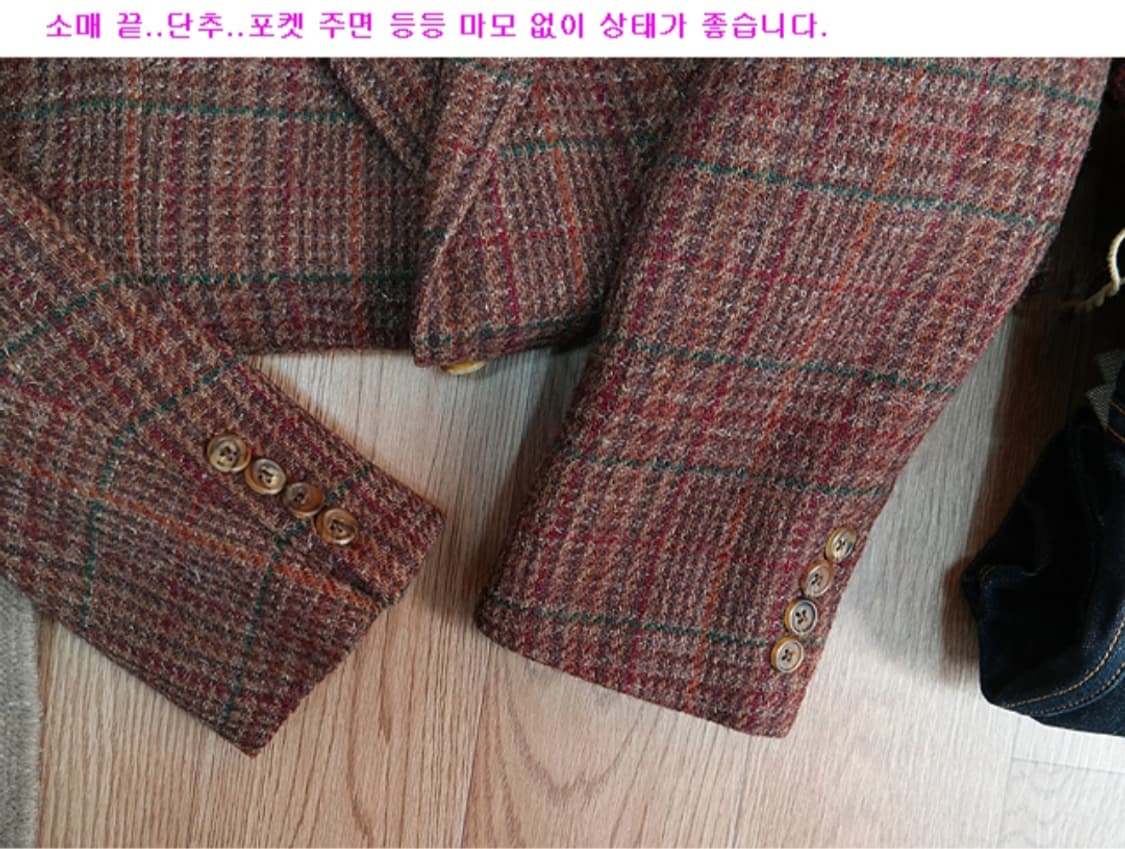일본판 폴로랄프로렌 울100% 트위드 체크자켓 M 상품이미지2