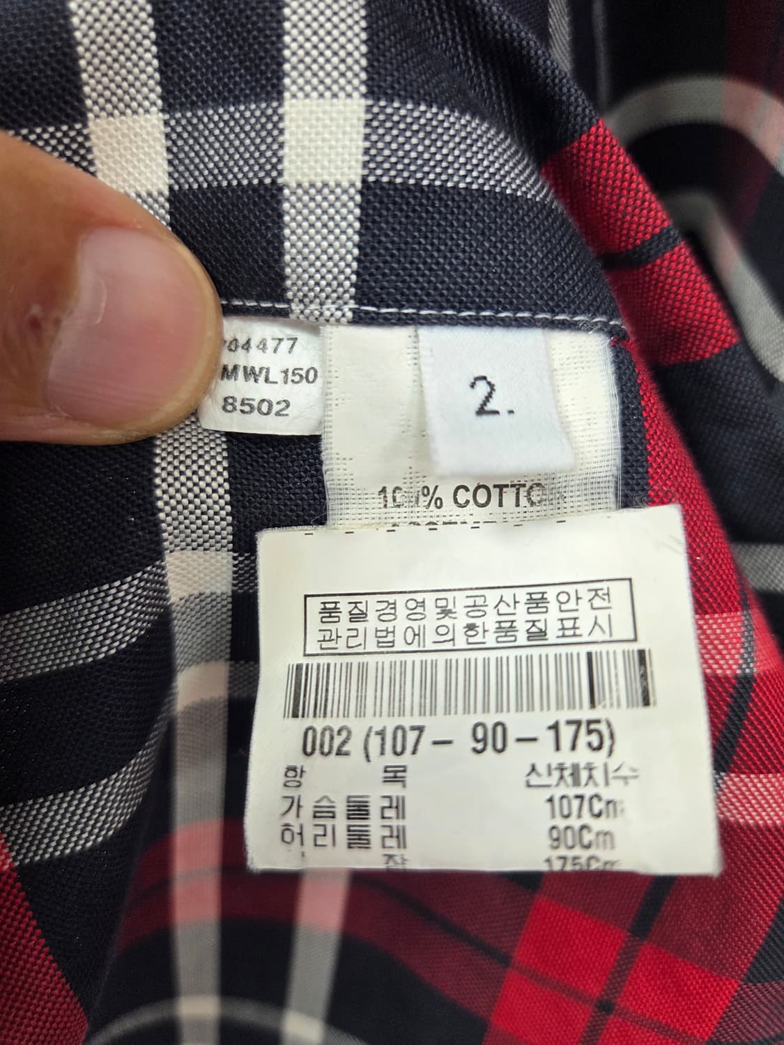 2사이즈 톰브라운 레드 체크 셔츠 암밴드 남성용 상품이미지9