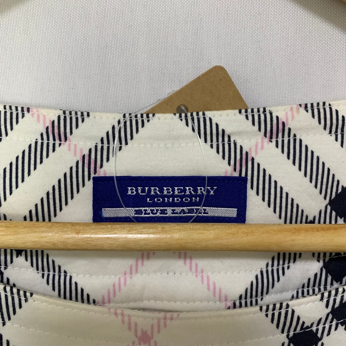 버버리 블루라벨 퍼프 소매 체크 패턴 반팔 블라우스 빈티지 티셔츠 상품이미지7