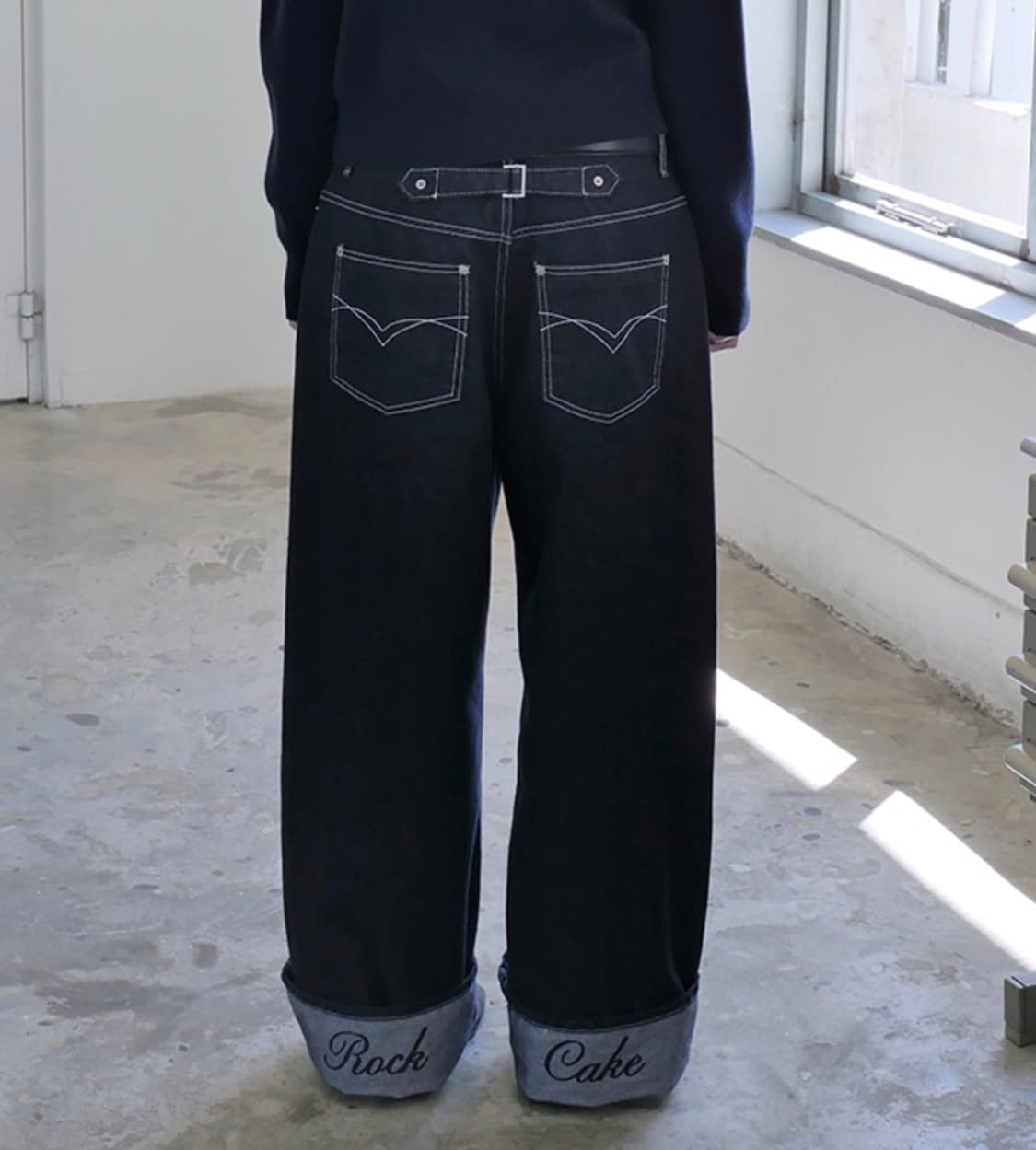 락케이크 바지 데님 Hem Point Wide Jeans 상품이미지2