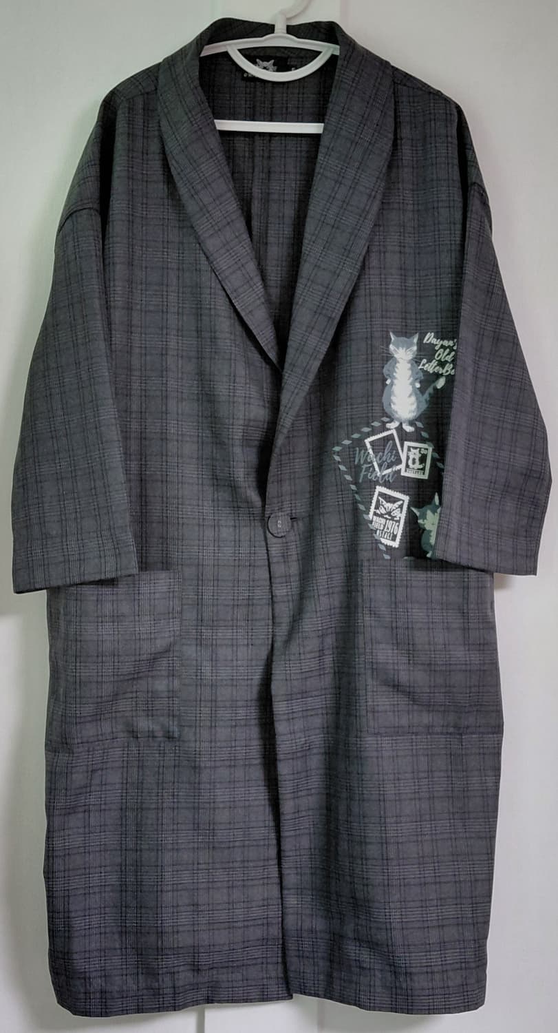 [희귀/오버핏] WACHIFIELD 다얀 자수 체크 오버사이즈 롱코트 상품이미지3