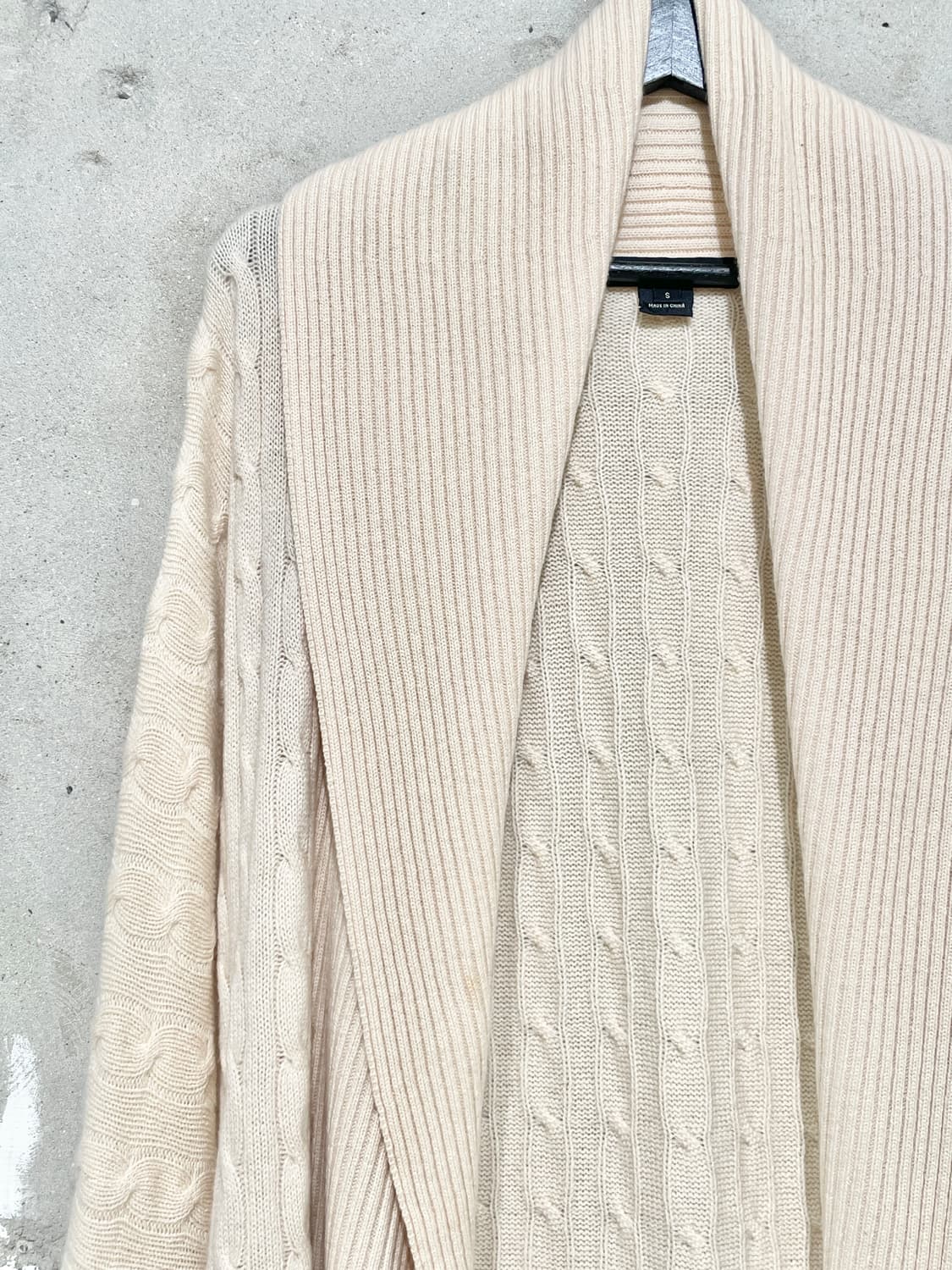 랄프 로렌 아이보리 숄 카라 케이블 오픈 가디건 상품이미지2