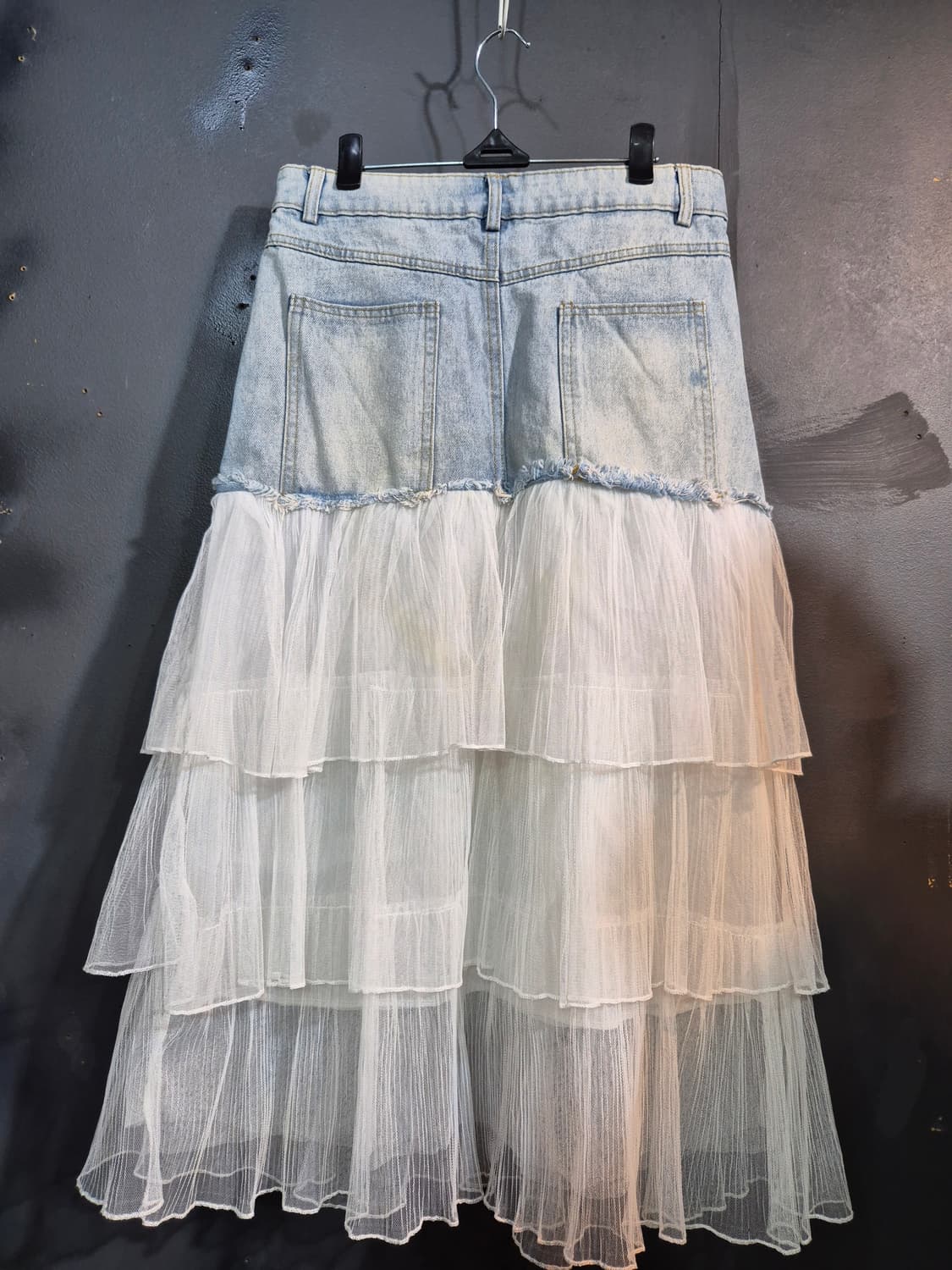 JEANS 데님 튤 롱 스커트 허리단면 38 55 66 상품이미지2