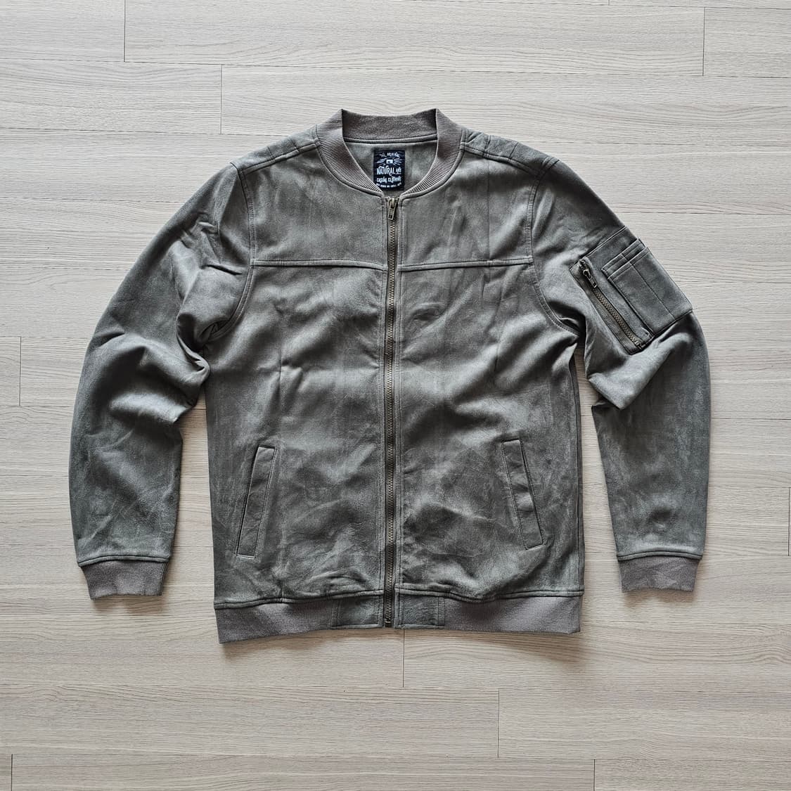 M L 100 RamLossa 벨벳 트랙자켓 점퍼 카키그레이 일본 빈티지 상품이미지2