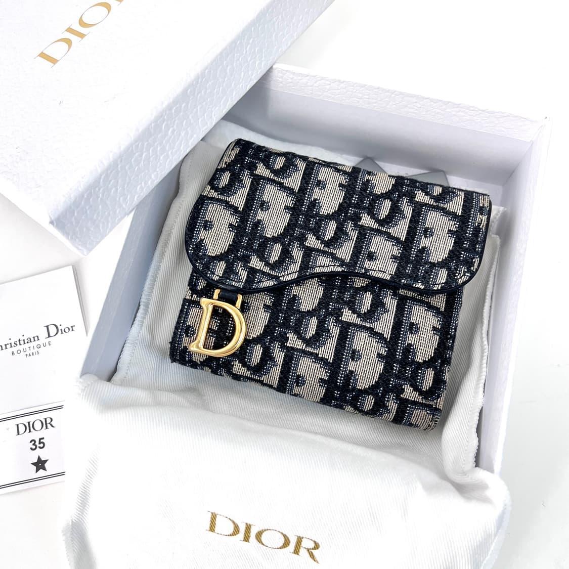 디올 새들 로터스 오블리크 자카드 반지갑 (S5652CTZQ) 상품이미지2