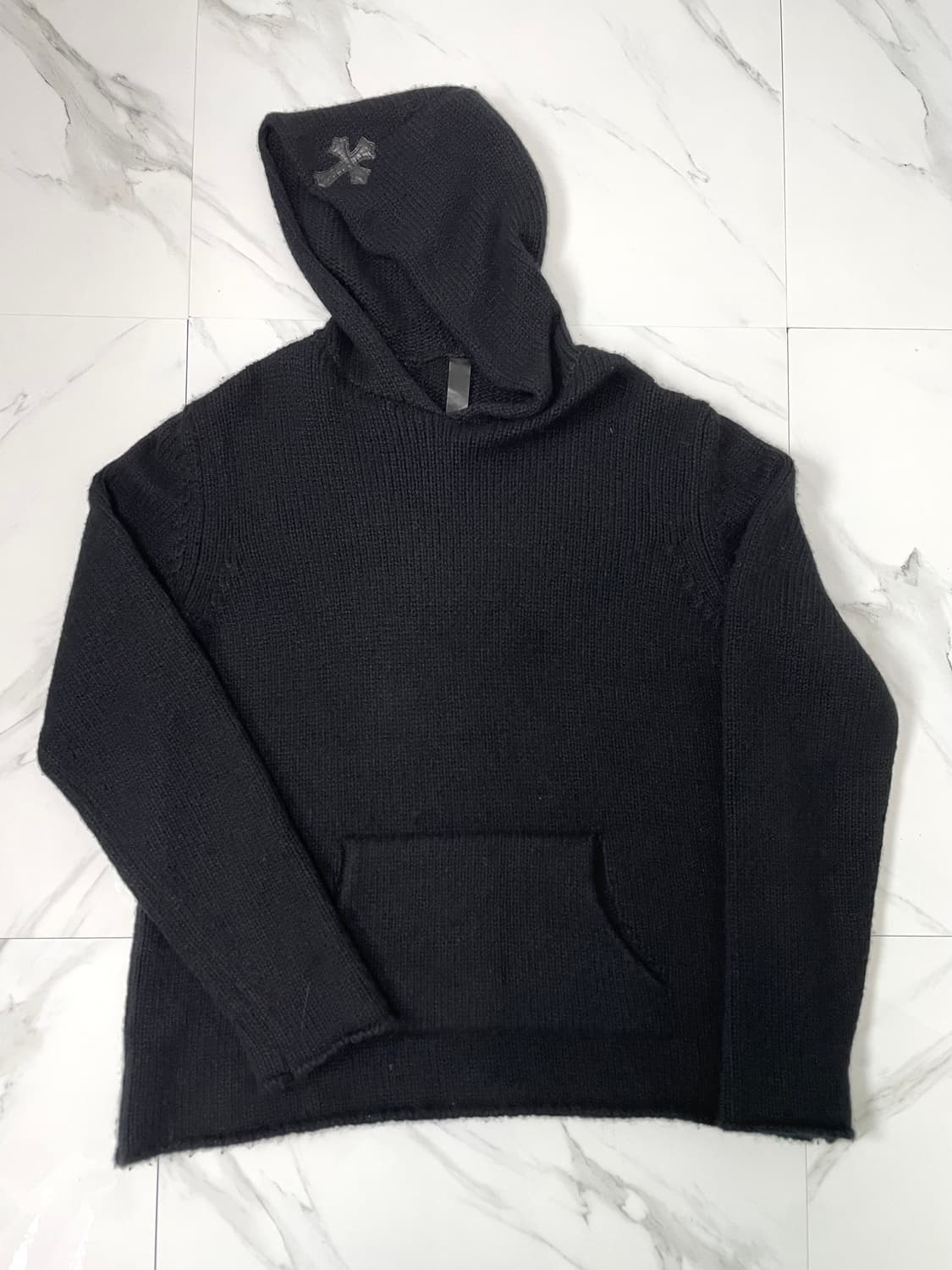 신형 크롬하츠 VIC 크로스 레더패치 빅크로스 캐시미어 후드티 XL 상품이미지2