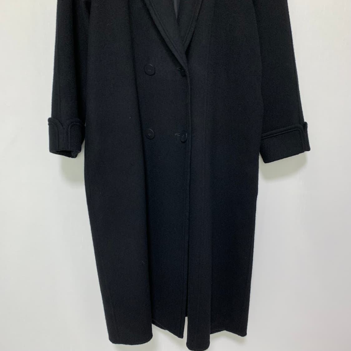 FERRAT 빈티지 캐시미어 100% 블랙 롱 코트 남녀공용 상품이미지3