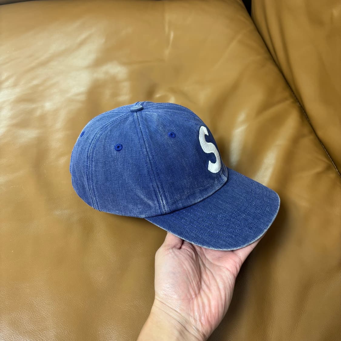 슈프림 23ss 피그먼트 워시드 네이비 S로고 6패널 모자 (Navy) 상품이미지3