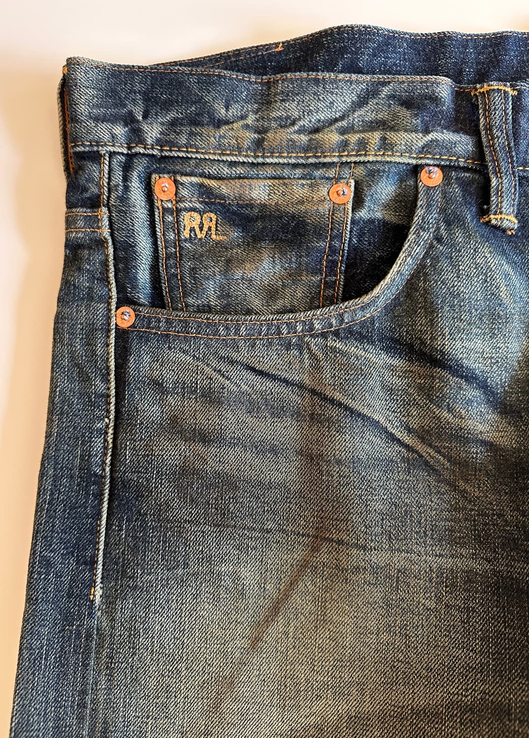 (역대급 워싱) RRL 더블알엘 빈티지 5포켓 기빈스 34-30 신품급 상품이미지4
