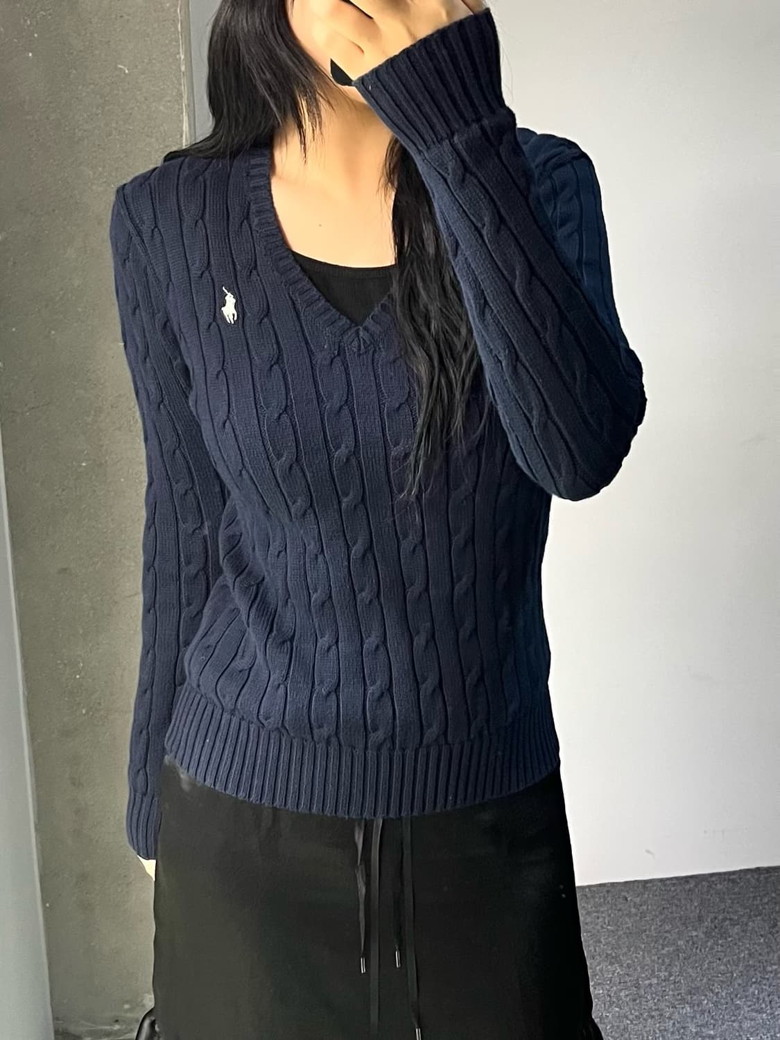 폴로 랄프 로렌 브이넥 네이비 케이블 니트 상품이미지2