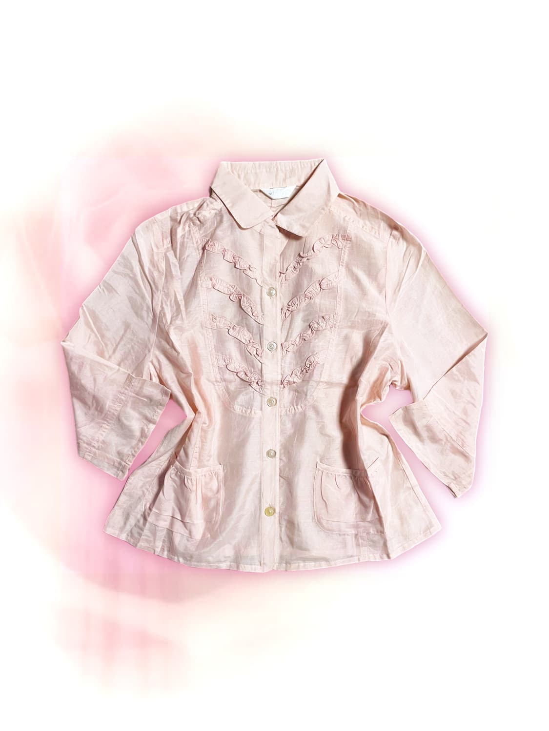JP vintage pink lace blouse 상품이미지1