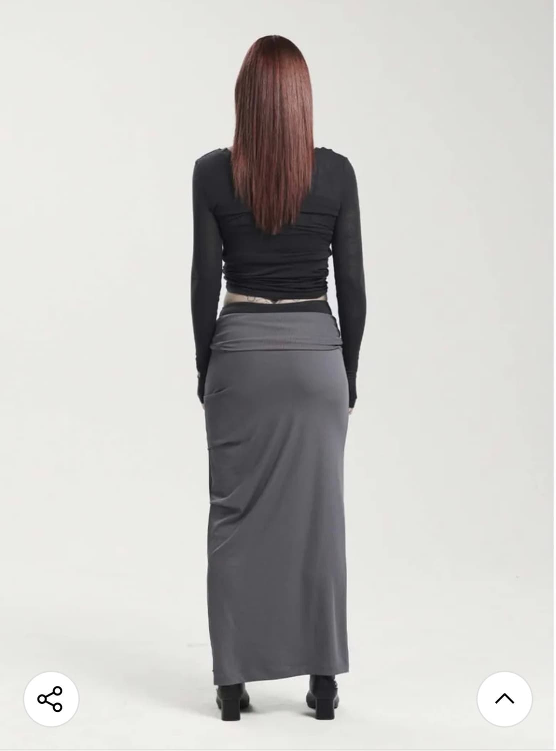 ODOR 오도어 져지 셔링 스커트 그레이 상품이미지4