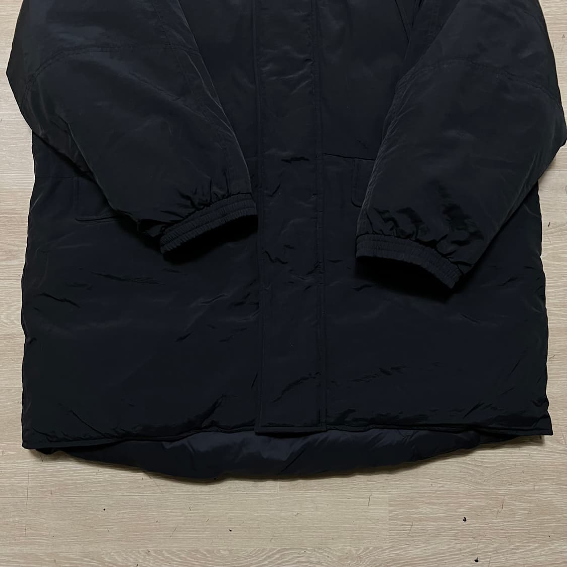 와릿이즌 자수 로고 후드 롱패딩 점퍼 [블랙] L/100 상품이미지3