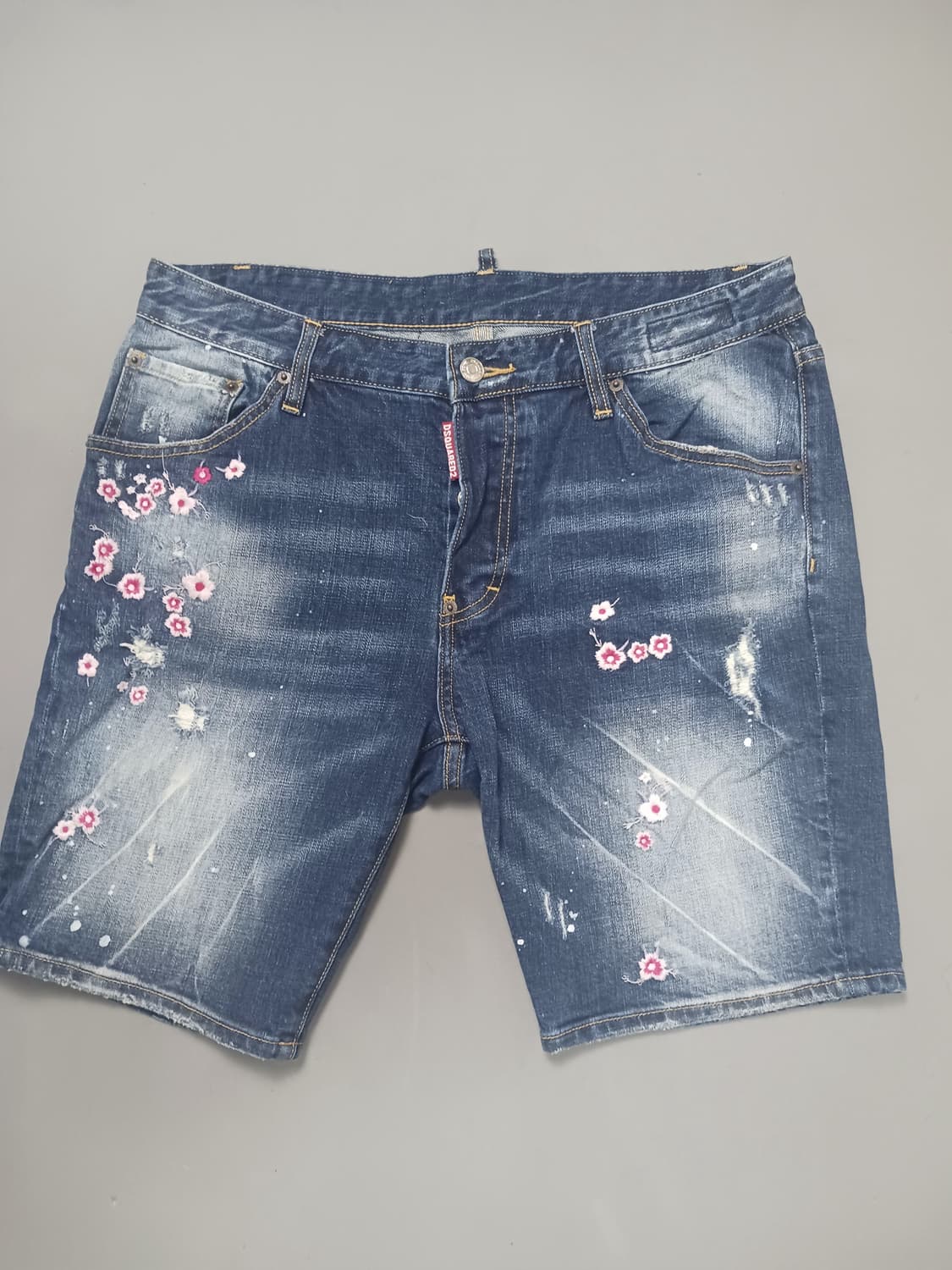 [34] 디스퀘어드2 플라워자수 데님 쇼츠 청반바지 상품이미지1
