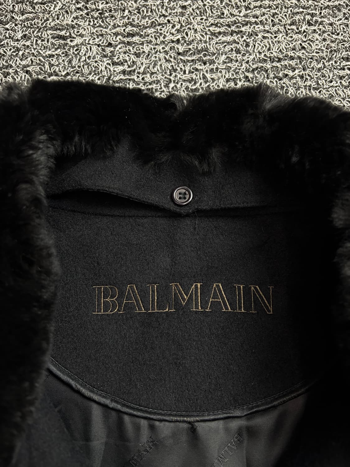 90s 발망 아카이브 퍼카라 미니멀 발마칸 코트 블랙 1964 상품이미지3