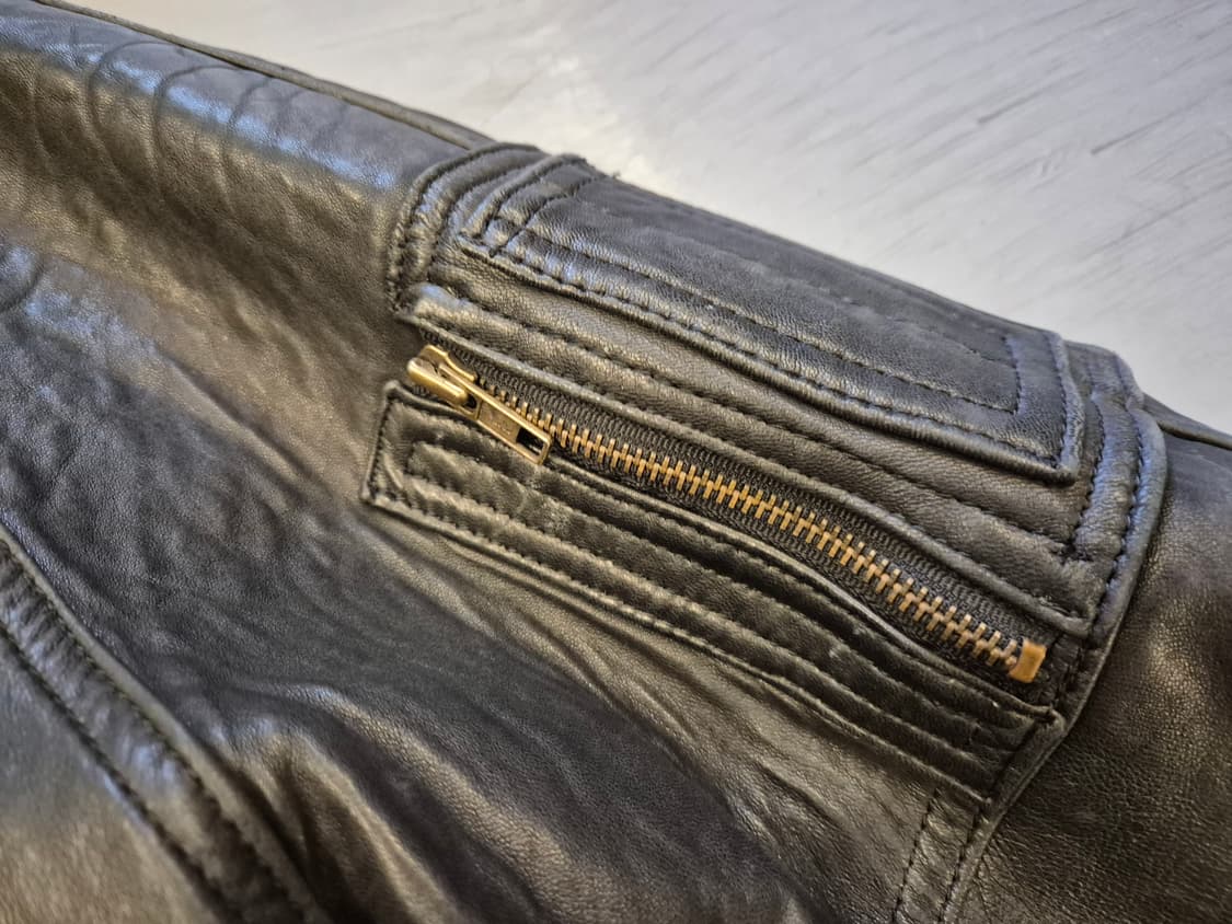 90s BOSSINI 램스킨 봄버 상품이미지7