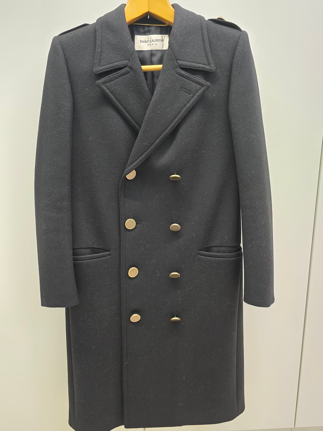 생로랑 여성 블랙 롱코트 상품이미지1