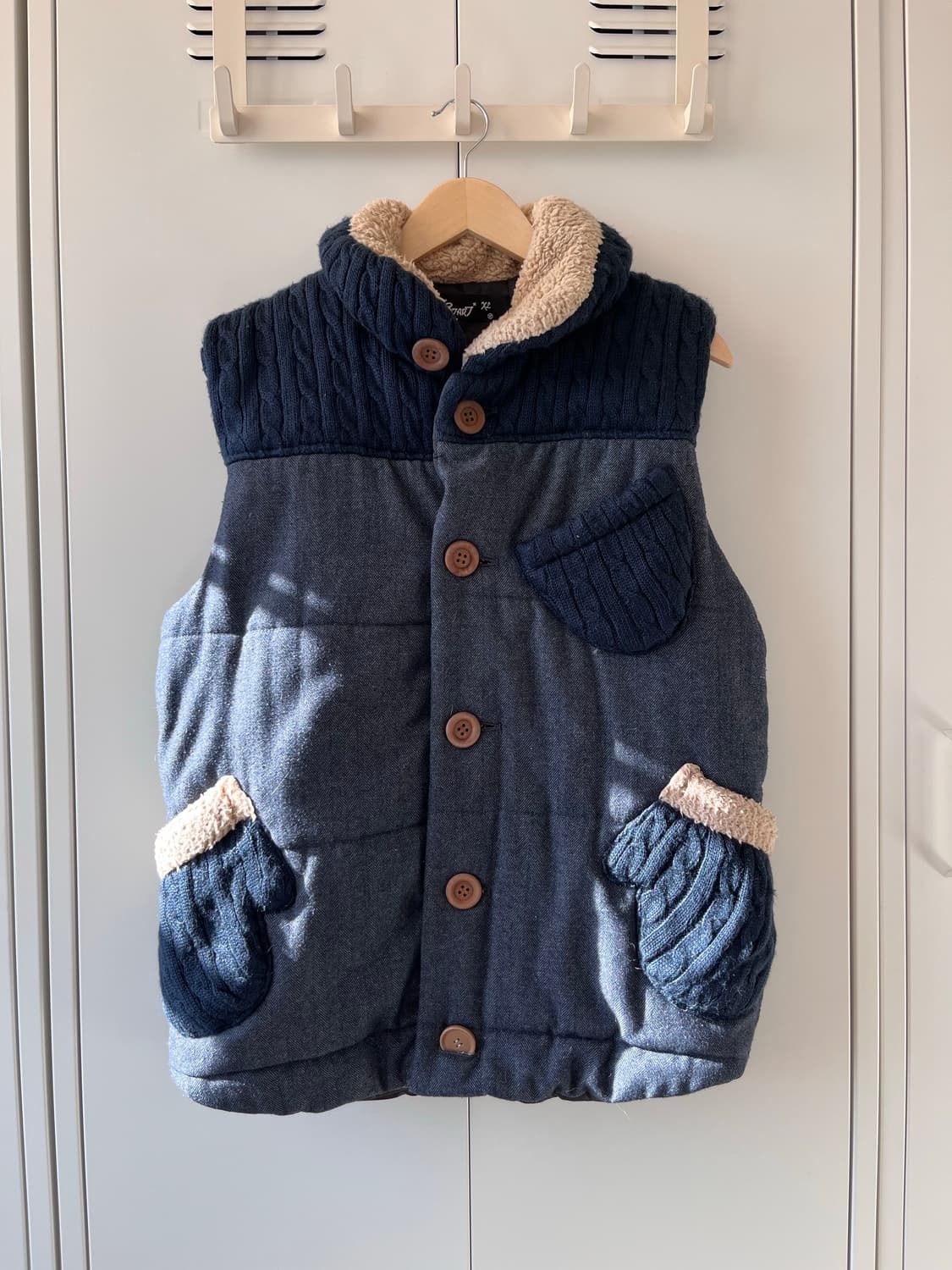 Up start 모리걸 장갑 주머니 니트 조끼 패딩 상품이미지1