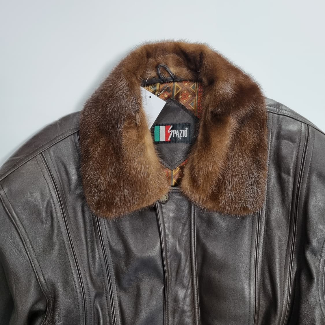 스파지오 브라운 레더자켓 퍼탈부착 상품이미지5