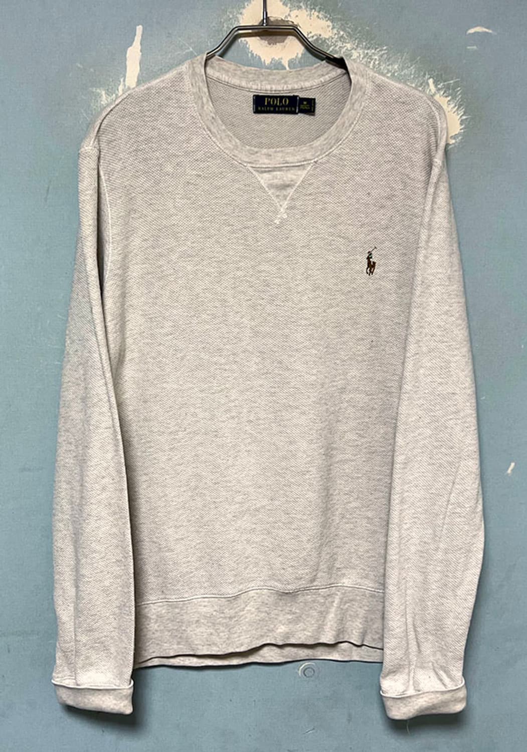 POLO 폴로 남자 와플 맨투맨 라운드넥 춘추복 캐주얼 크림색 L 100 상품이미지1