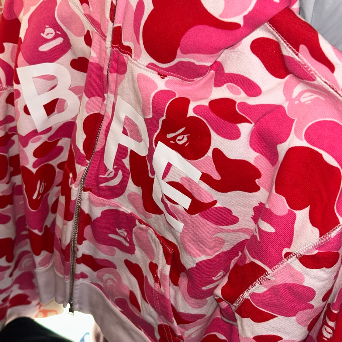 베이프 카모 풀 집 후드 핑크 상품이미지2