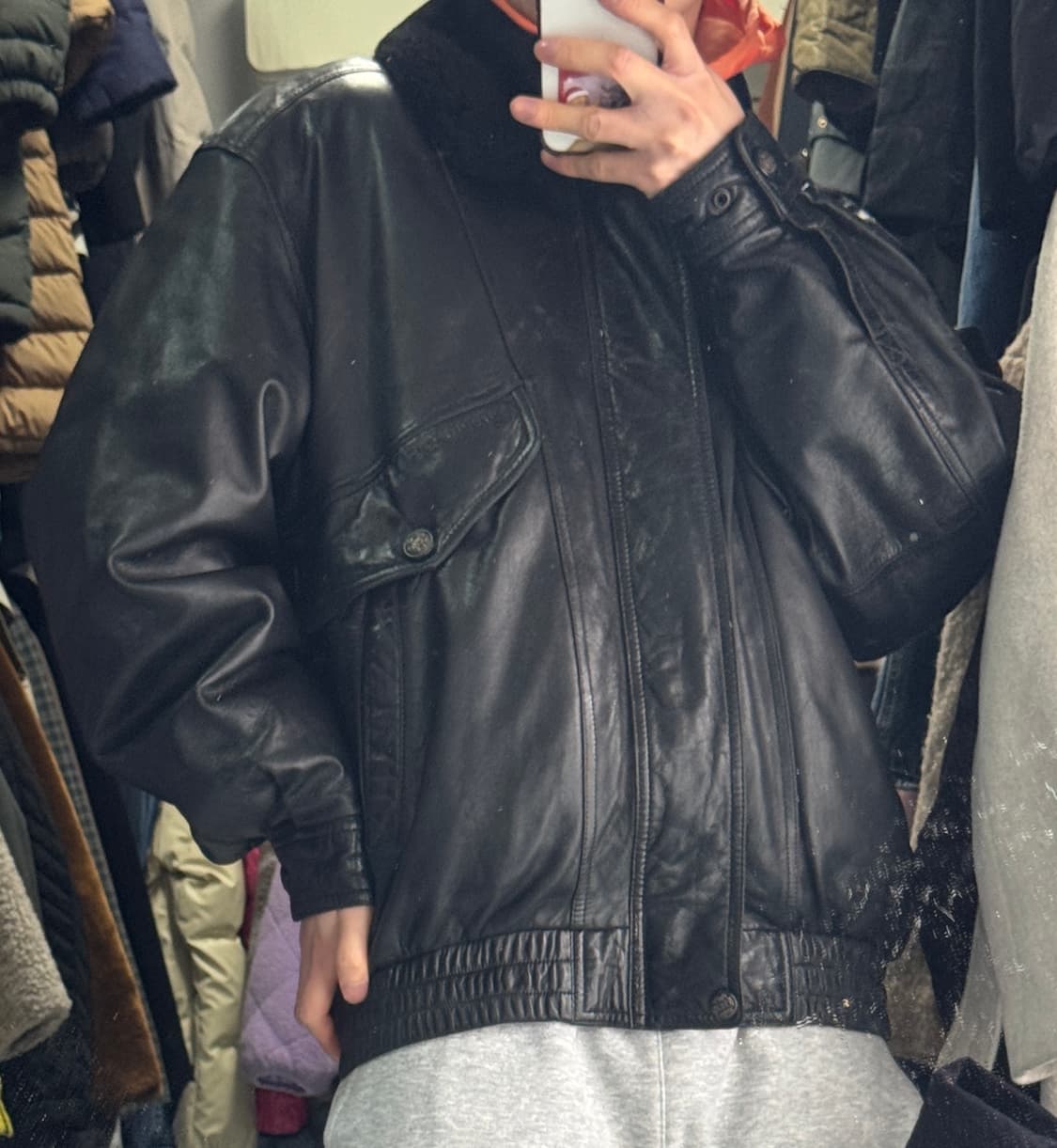 희귀!! 런던 포그 리얼 양가죽 봄버 무스탕 자켓 L ~ XL 상품이미지3