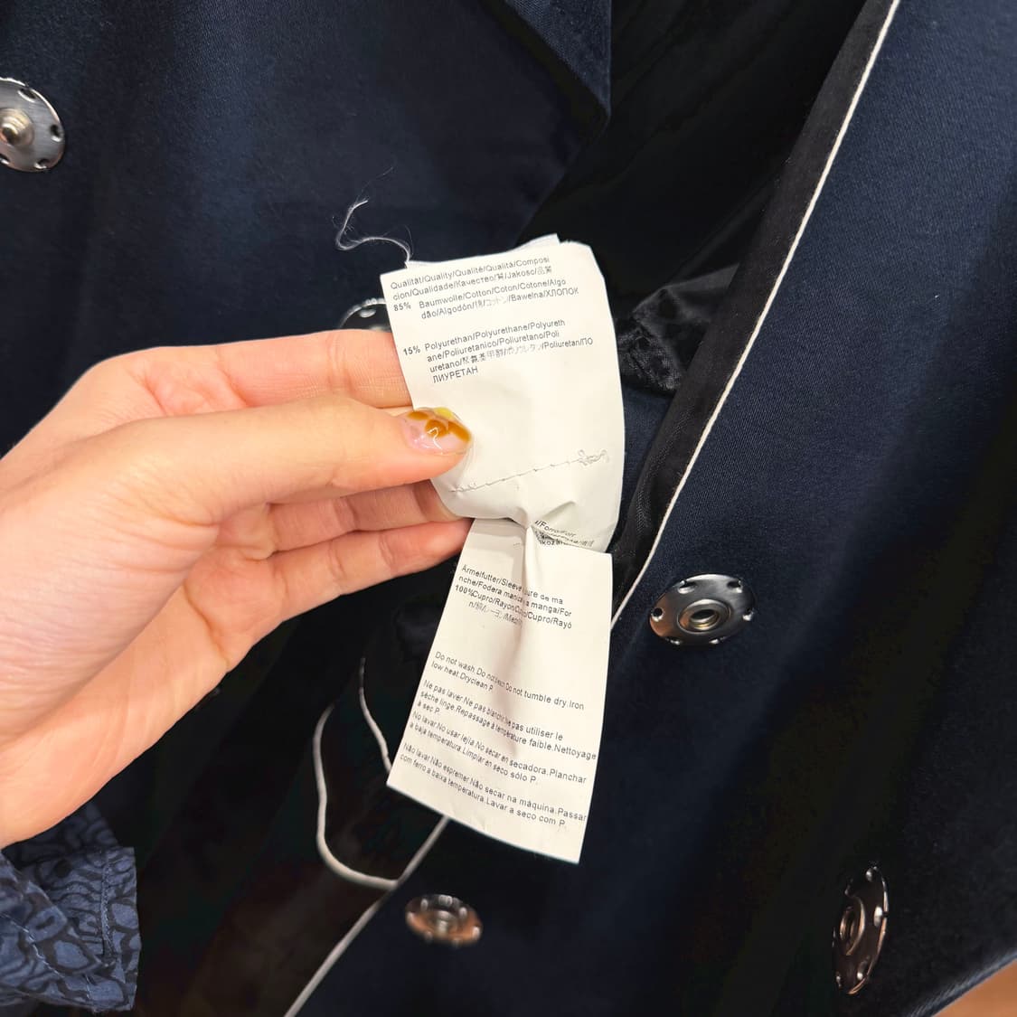 휴고 보스 클래식 트렌치 코트 히든 버튼 절개 라인 디테일 다크 네이비 상품이미지7