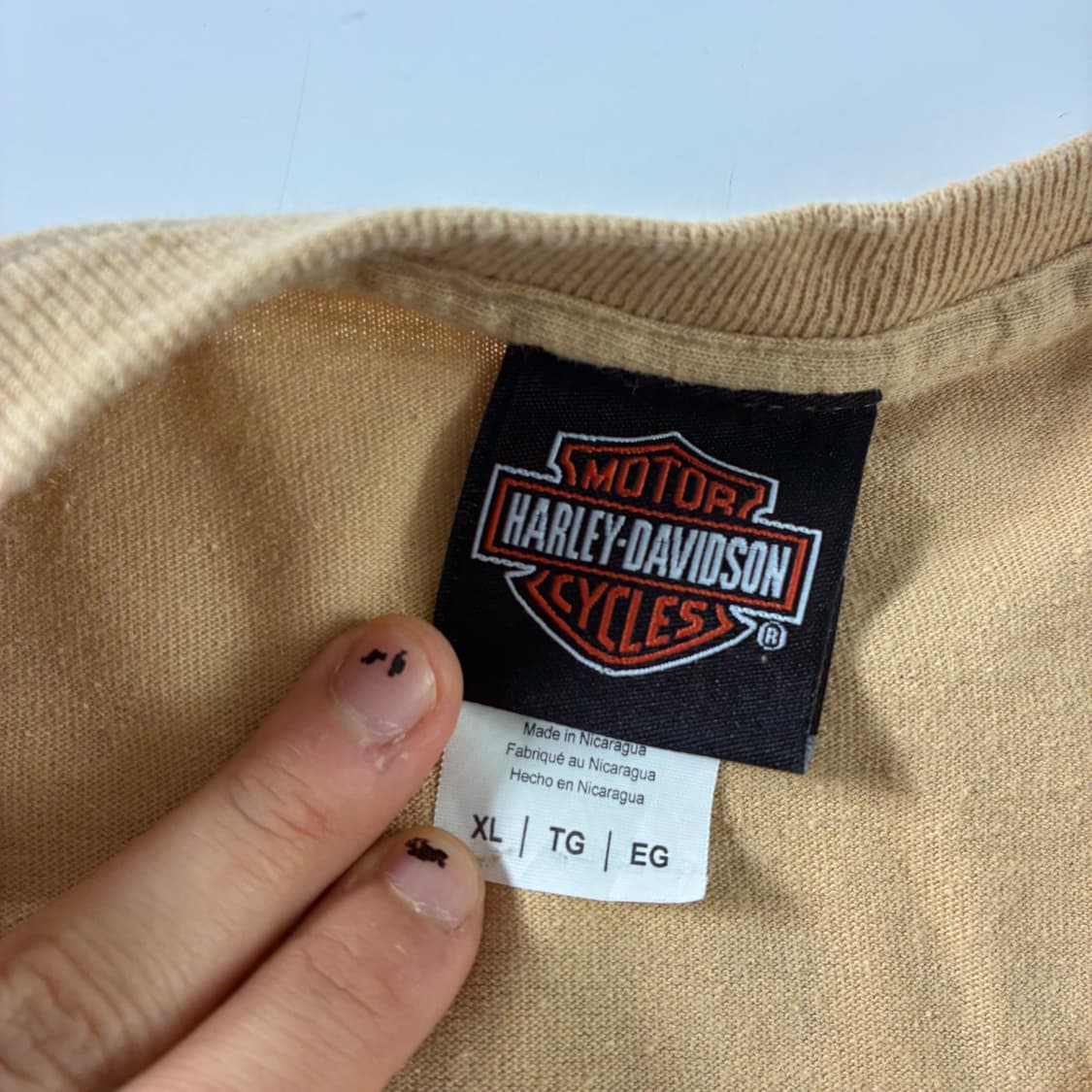 Harley davidson  할리데이비슨 모터사이클 베이지 반팔 티셔츠 상품이미지5