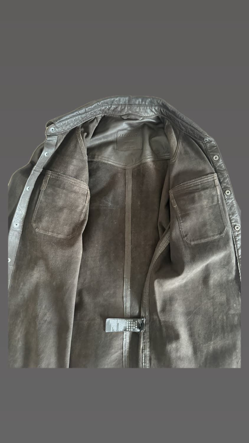 올세인츠 Ivan 양가죽 레더셔츠 M / 미사용 / 고급 다크브라운 상품이미지7