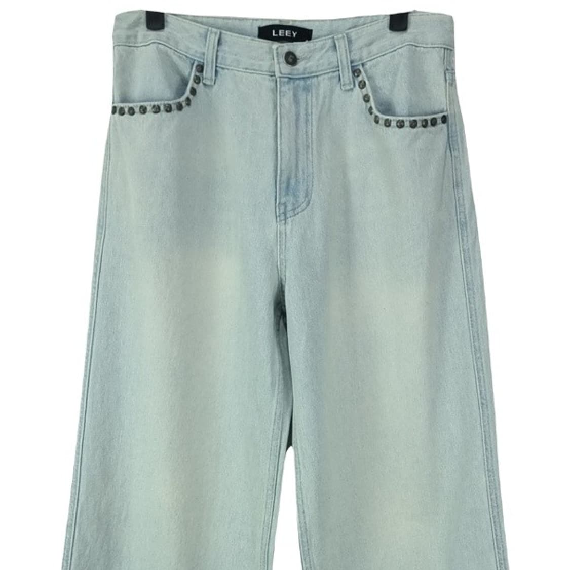 [LEEY YEEL] 아이스워싱 스터드 리벳 와이드 데님팬츠 M19816 상품이미지4
