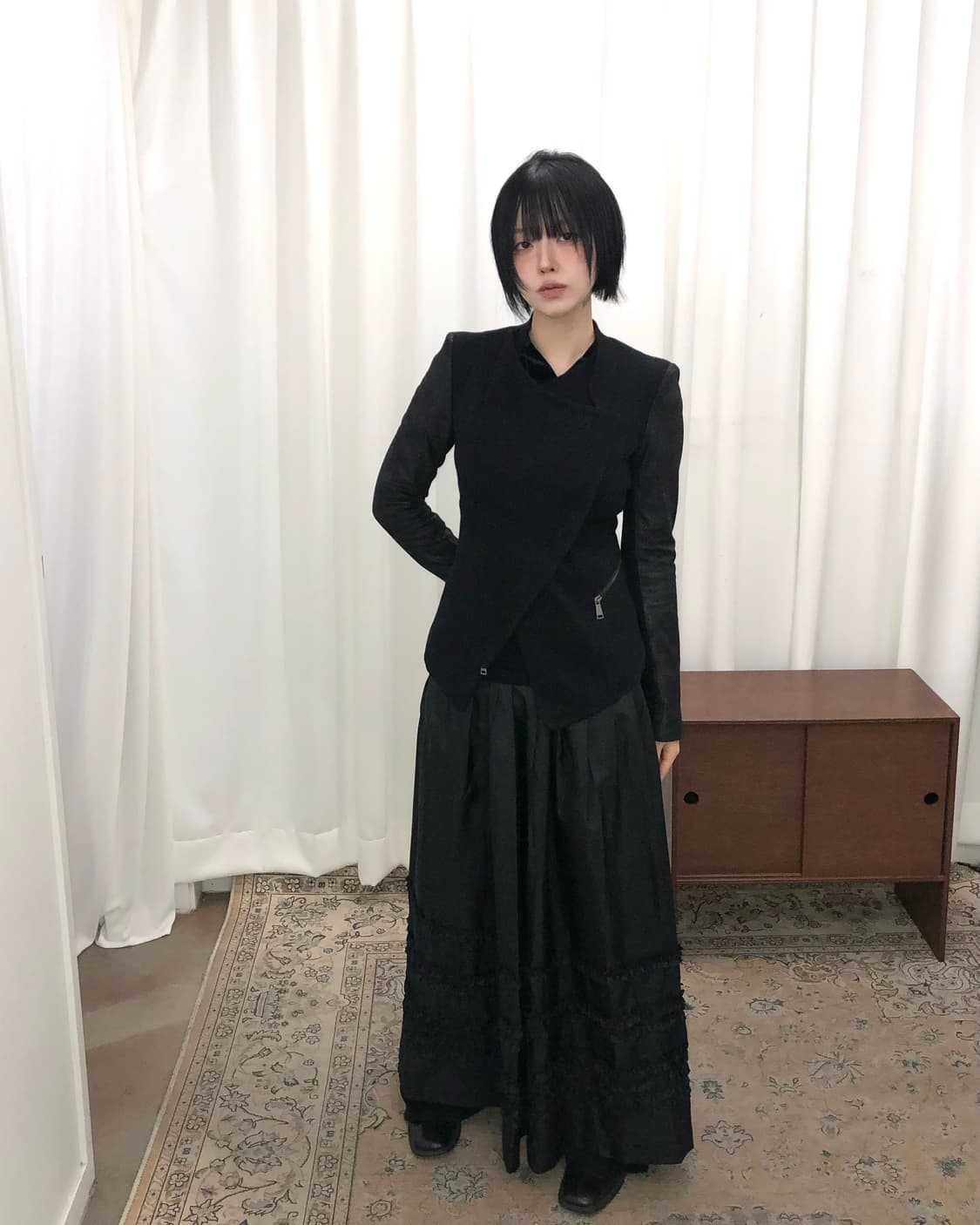 블랙 울 레더 자켓 상품이미지4