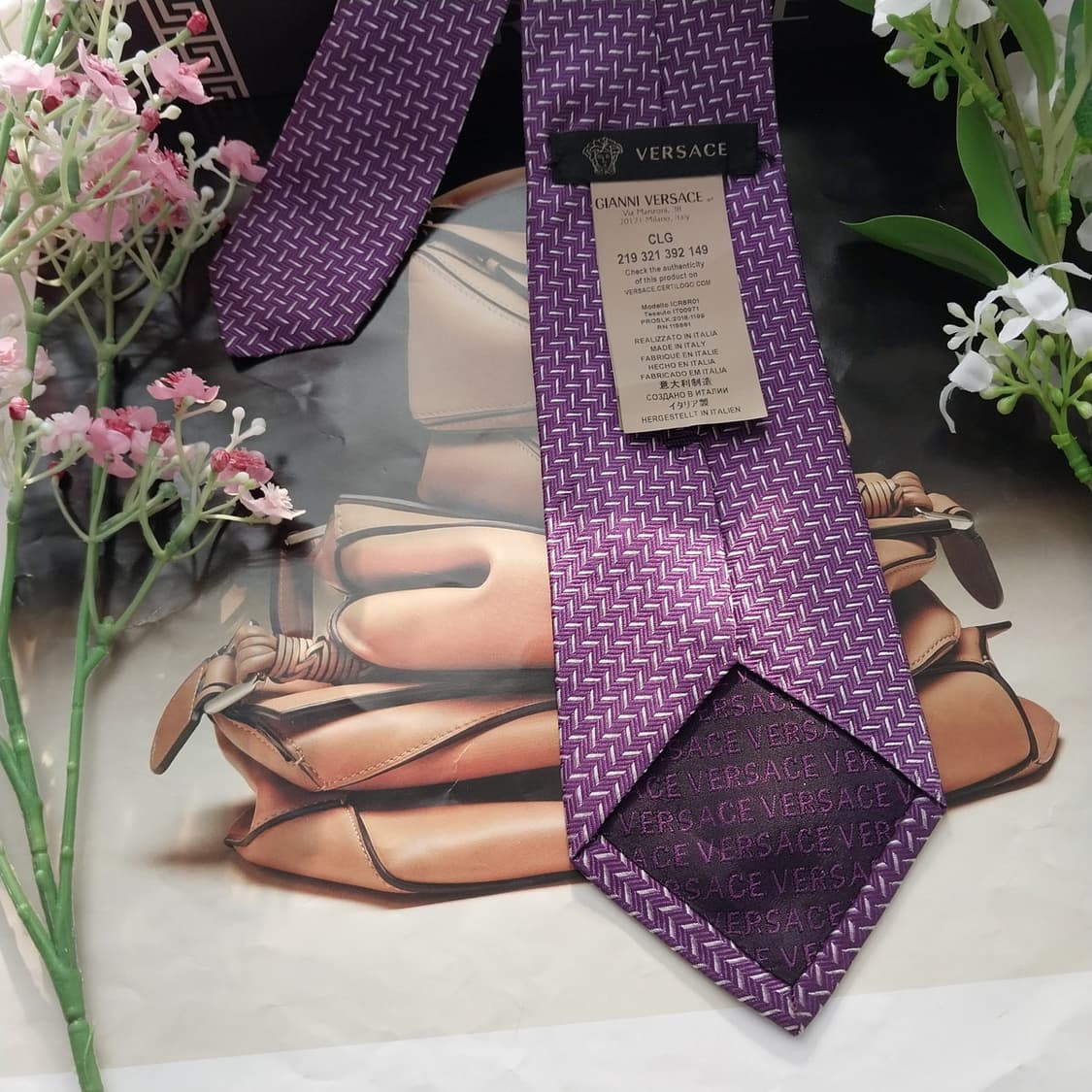 베르사체 실크 퍼플 자카드 넥타이 8.2cm A+등급 K1819
 상품이미지6