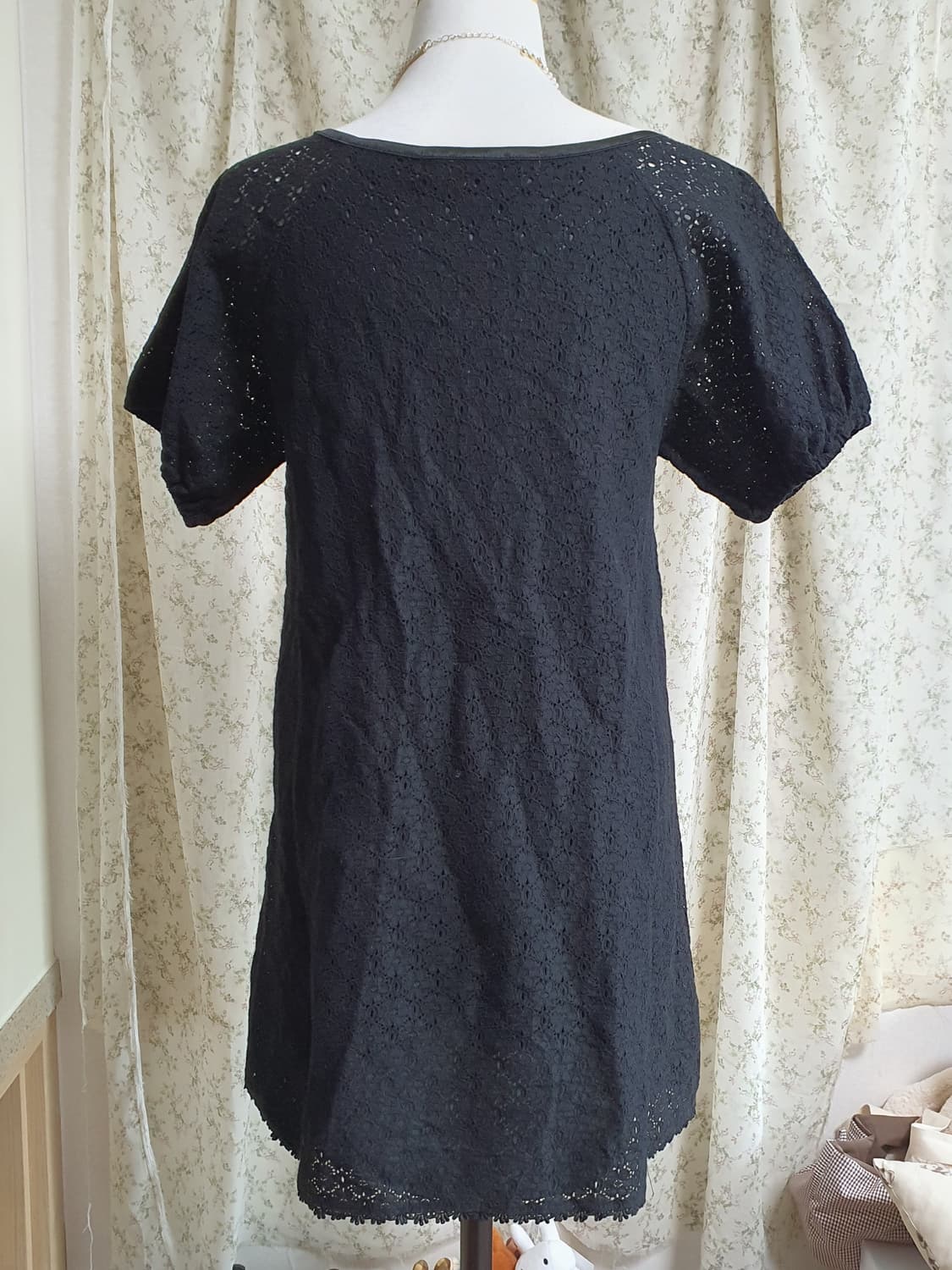 [일본빈티지] 모리걸 와구리 블랙 레이스 반팔 원피스 상품이미지3