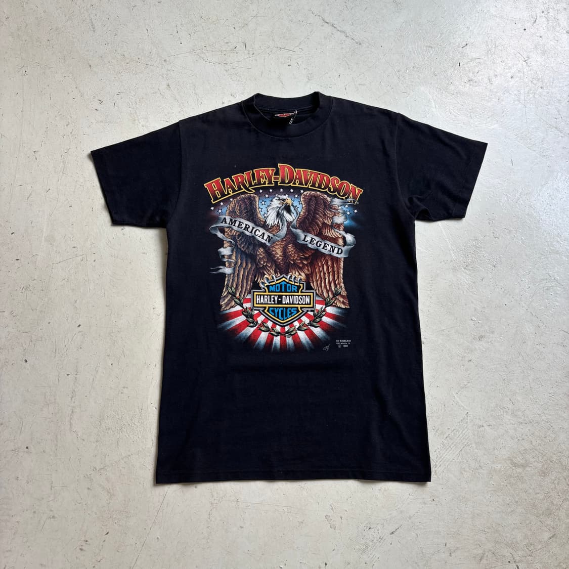 90s USA 할리데이비슨 3D 싱글스티치 빈티지 반팔티 M 상품이미지1