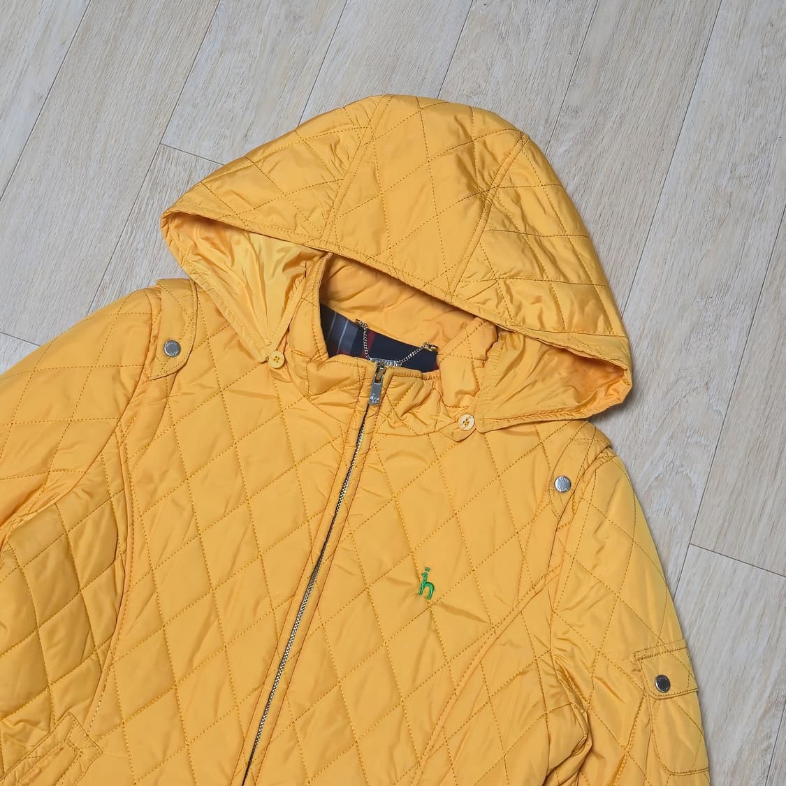 헤지스 퀼팅 후드 자켓 옐로우 상품이미지2