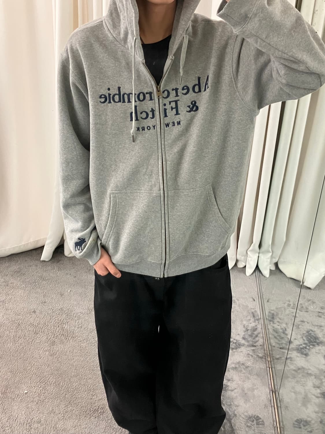 아베크롬비 그레이 플리스 후드집업 XXL 상품이미지7