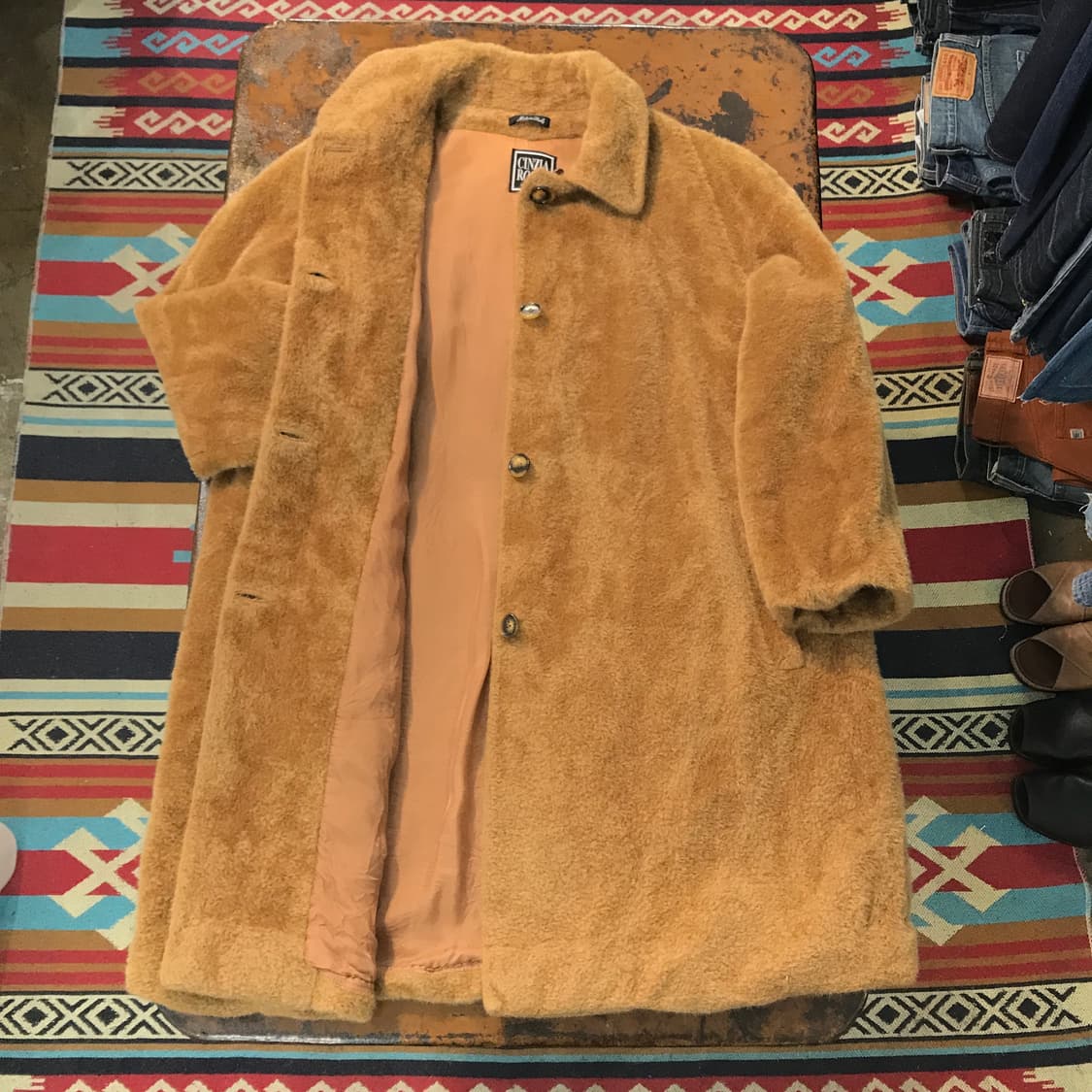 Italy 신지아로카 베이비 라마 퍼 브라운 하프코트 여성 55 66 상품이미지5