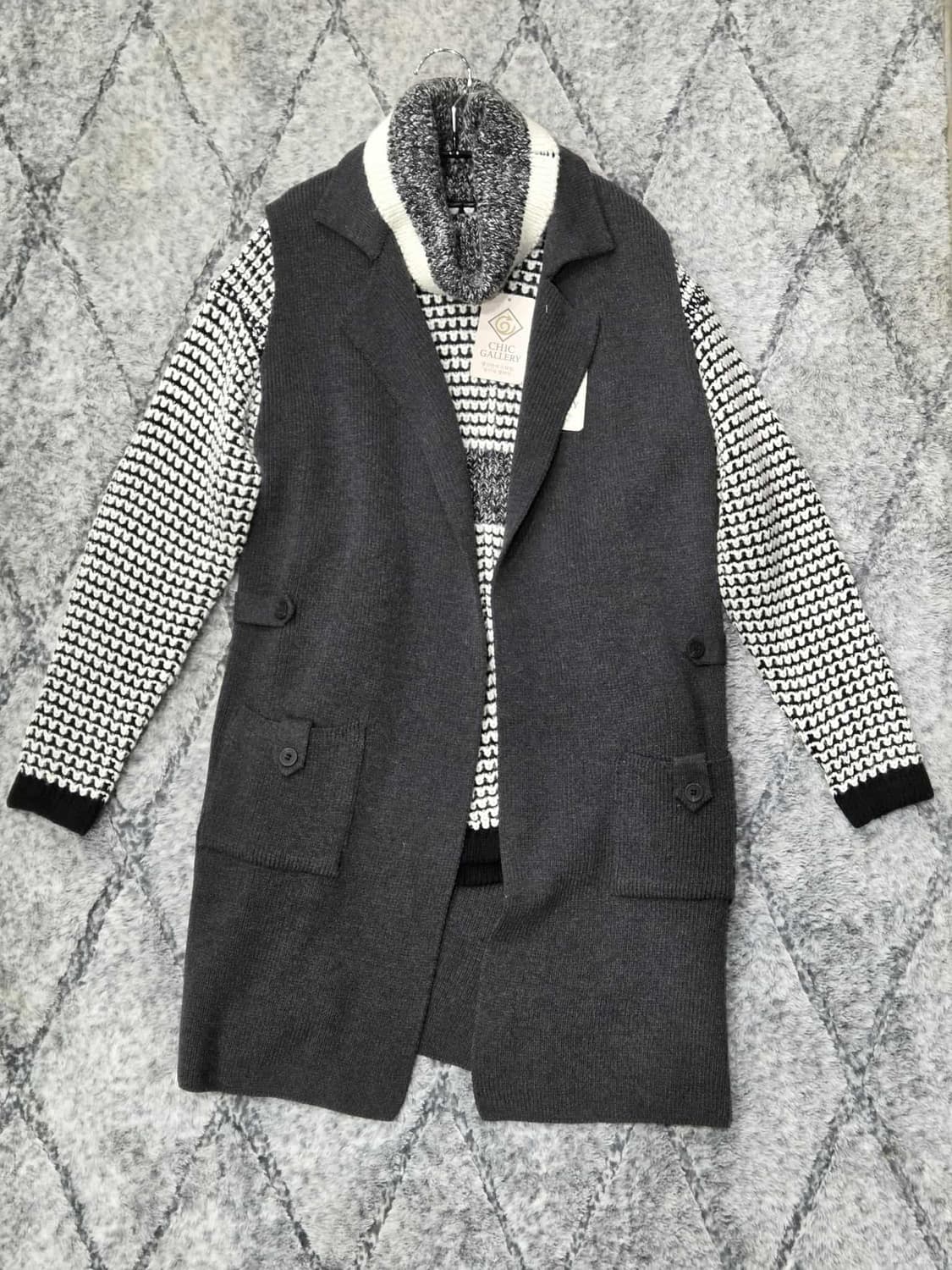 니트 조끼+스웨터 세트 상품이미지1