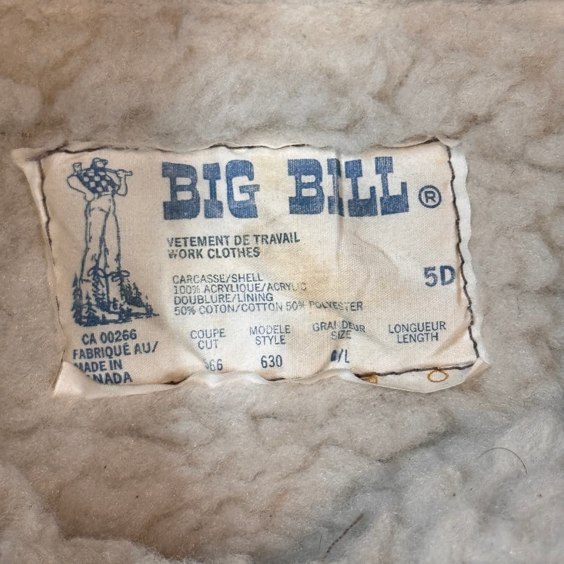 L) BIG BILL 워크웨어 셰르파 안감 조끼 베스트 카키 상품이미지6