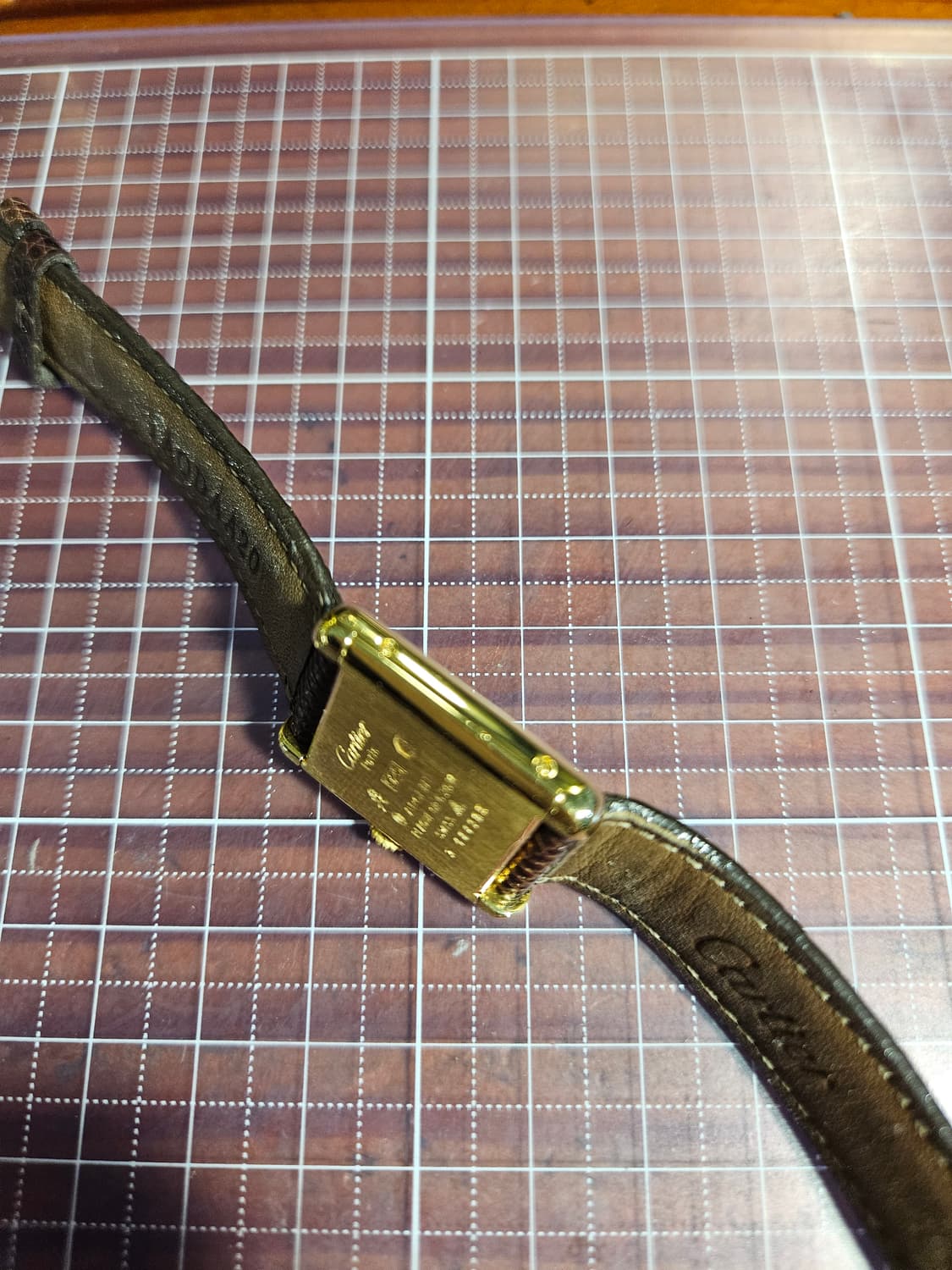 까르띠에 빈티지 머스트 탱크 925실버 18k금장 브라운 가죽 시계 수동 상품이미지8