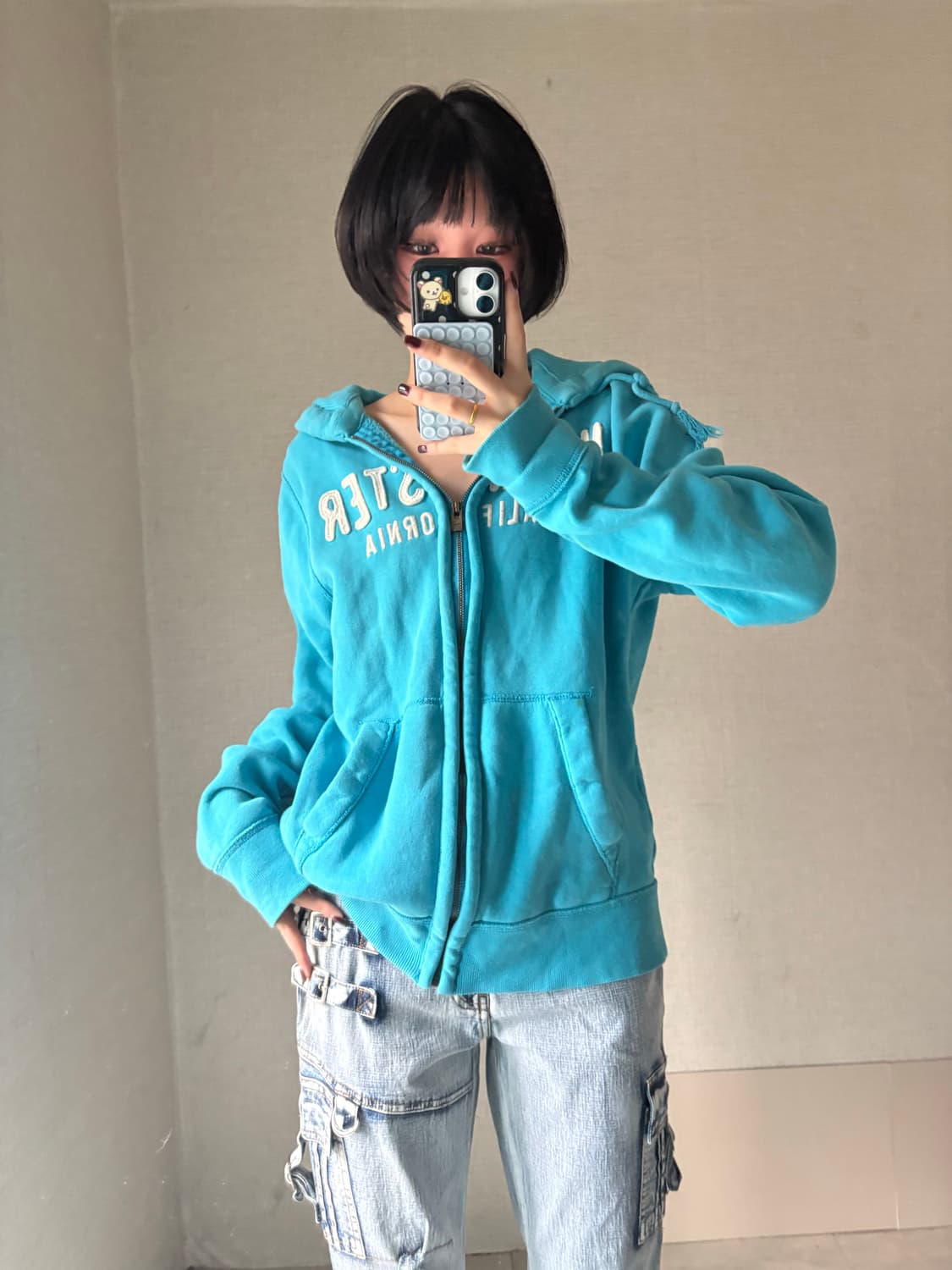 홀리스터 연하늘 오버핏 후드집업 상품이미지2