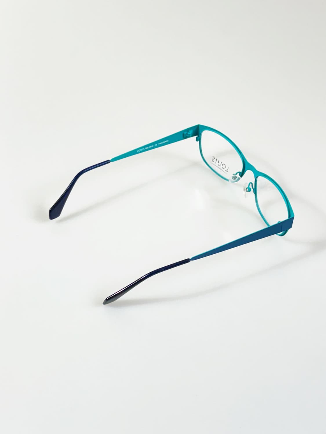 유럽제 LOUIS BELGIUM 블루 메탈 스퀘어 빈티지 안경 상품이미지4