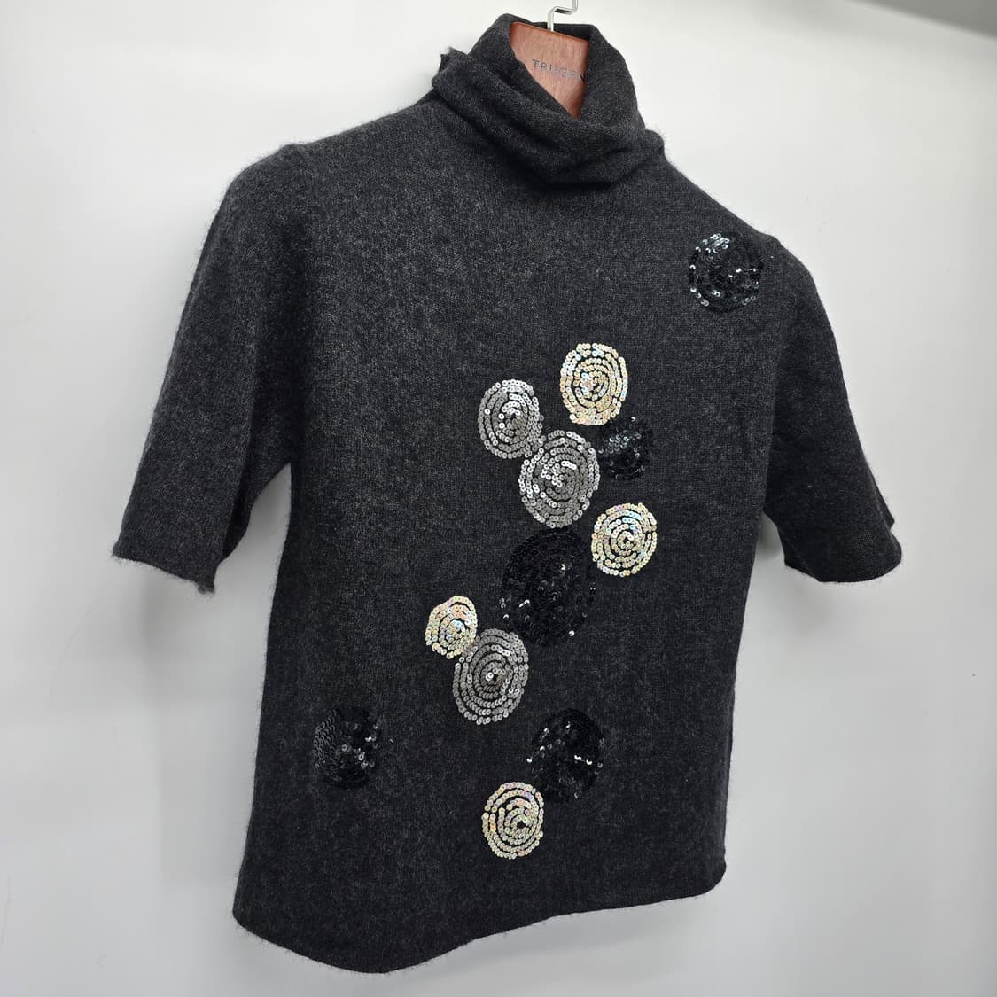 이탈리아 캐시미어100 터틀넥 스팽글 니트 상품이미지2